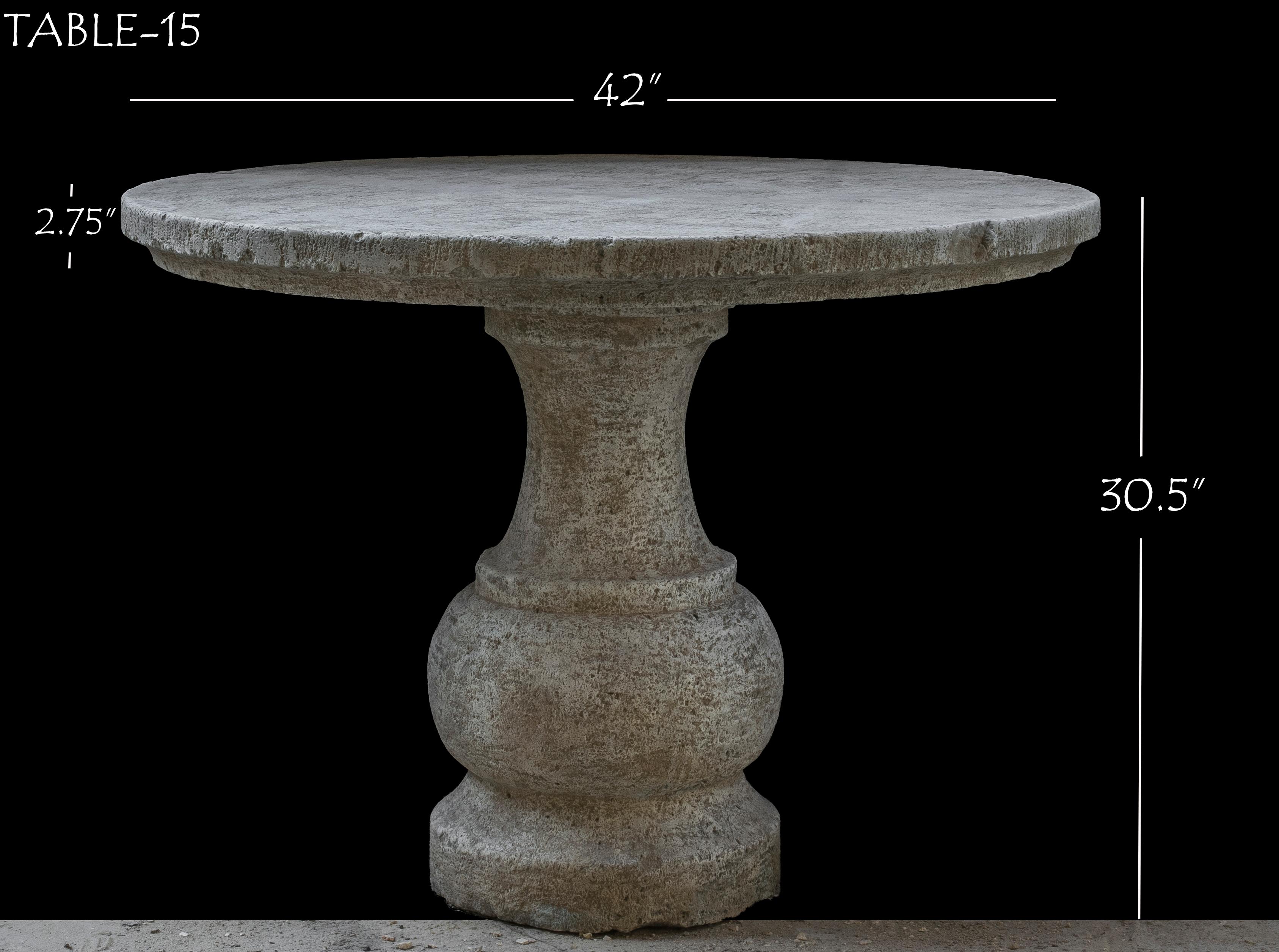 This 18th C. reclaimed limestone table,
It developed a beautiful patina throughout the years.
This Table is suitable for interior and exterior applications,
and could withstand extreme Temperatures and Freezing weathers.