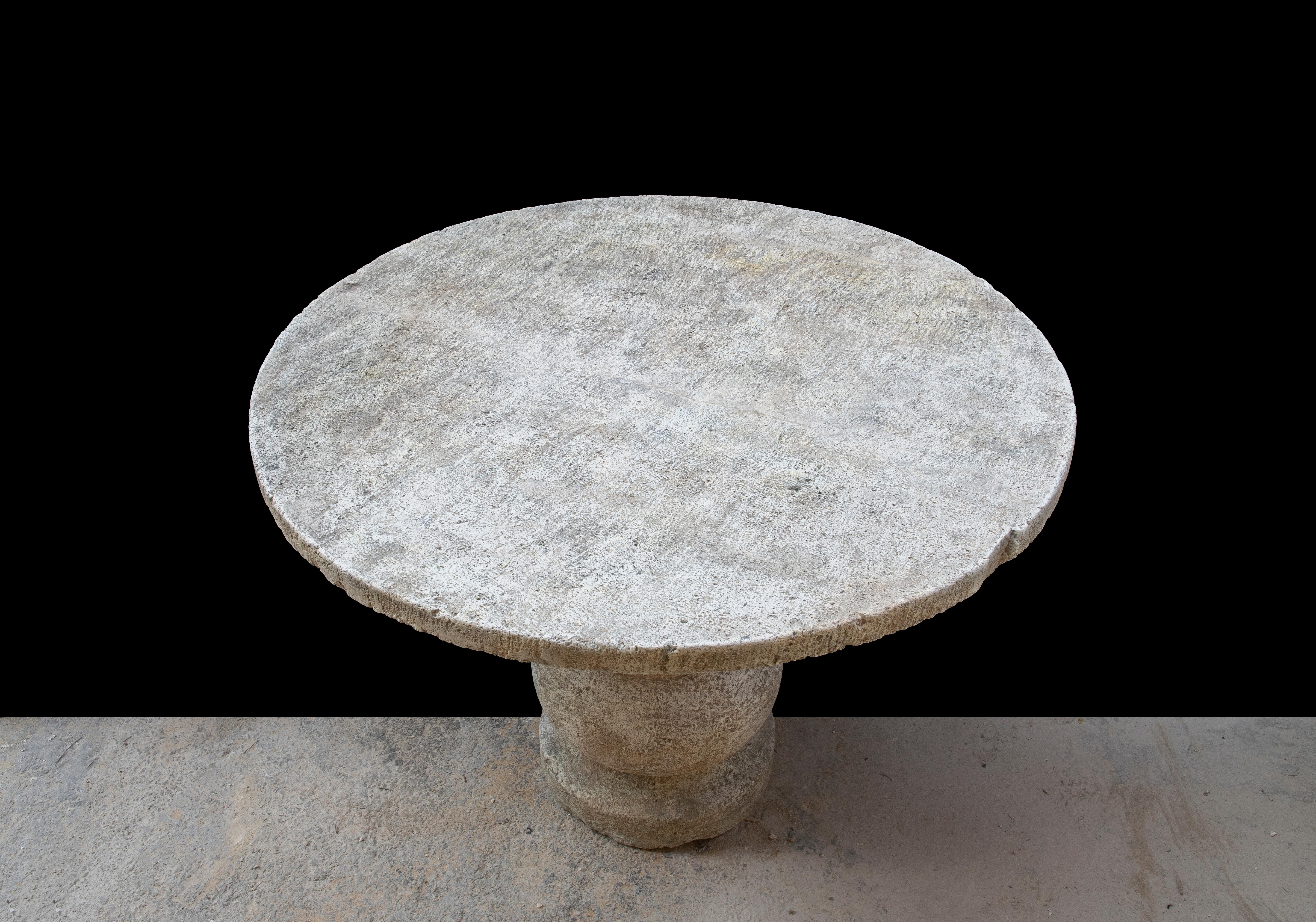 Antique Reclaimed Limestone Table In Good Condition In Costa Mesa, CA