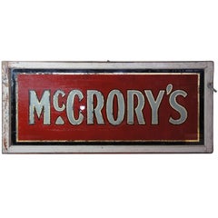 Antique Reclaimed McCrorys Painted Glass Advertising Storefront Window Sign 69"
