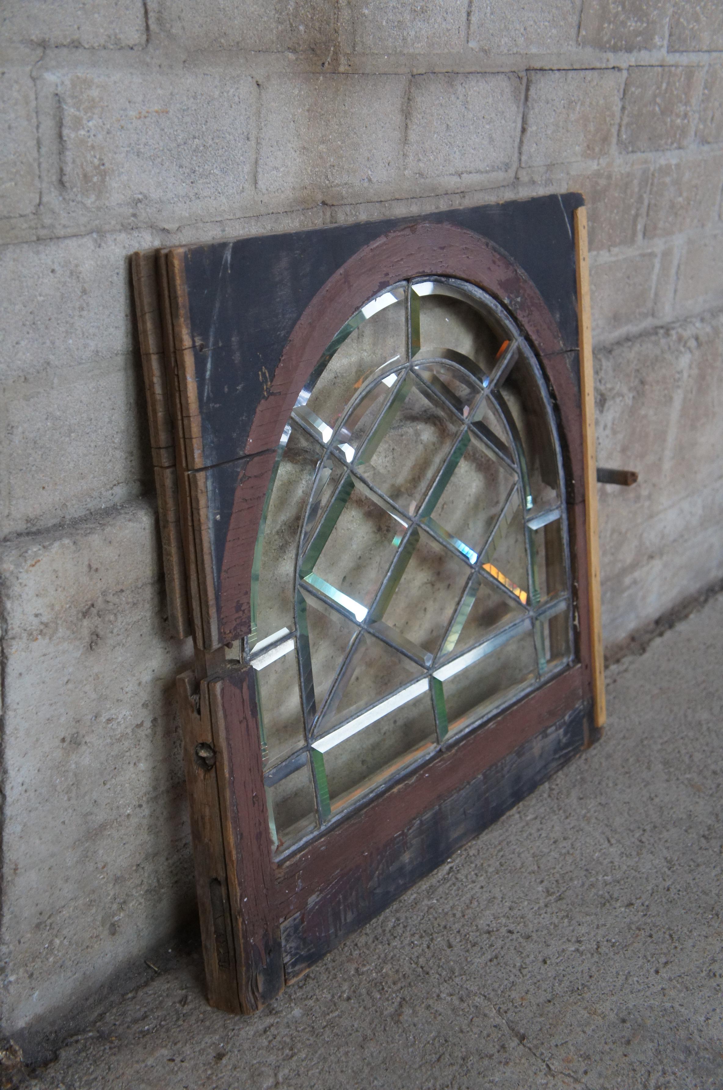 Antique Reclaimed Rectangular Leaded Glass Transom Window Insert Palladium 1