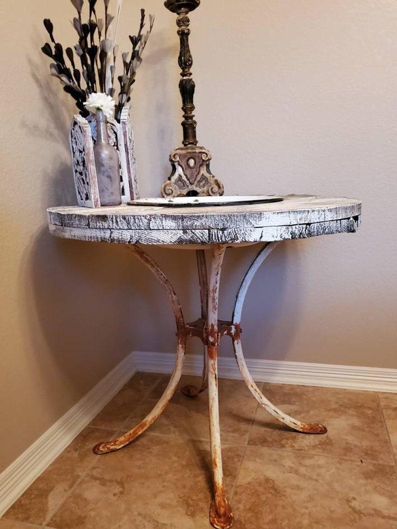 Antique Reclaimed / Salvaged Rustic Farmhouse Bowl Table For Sale 6