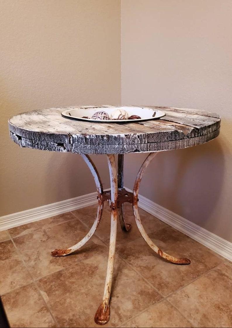 Antique Reclaimed / Salvaged Rustic Farmhouse Bowl Table For Sale 2