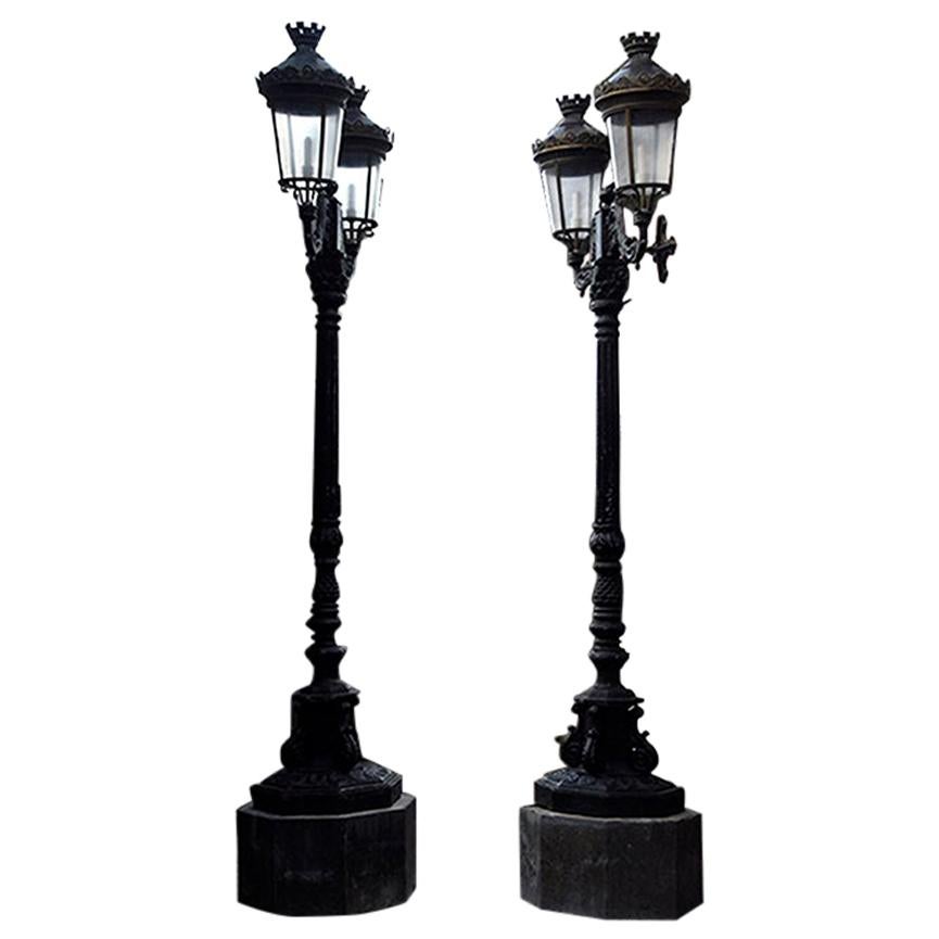Antique Reclaimed Set of Lamp Posts / Lanterns from the 19th Century