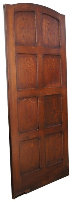 Antique Reclaimed Spanish Revival Solid Oak Arched Swinging Panel Door