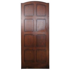 Antique Reclaimed Spanish Revival Solid Oak Arched Swinging Panel Door