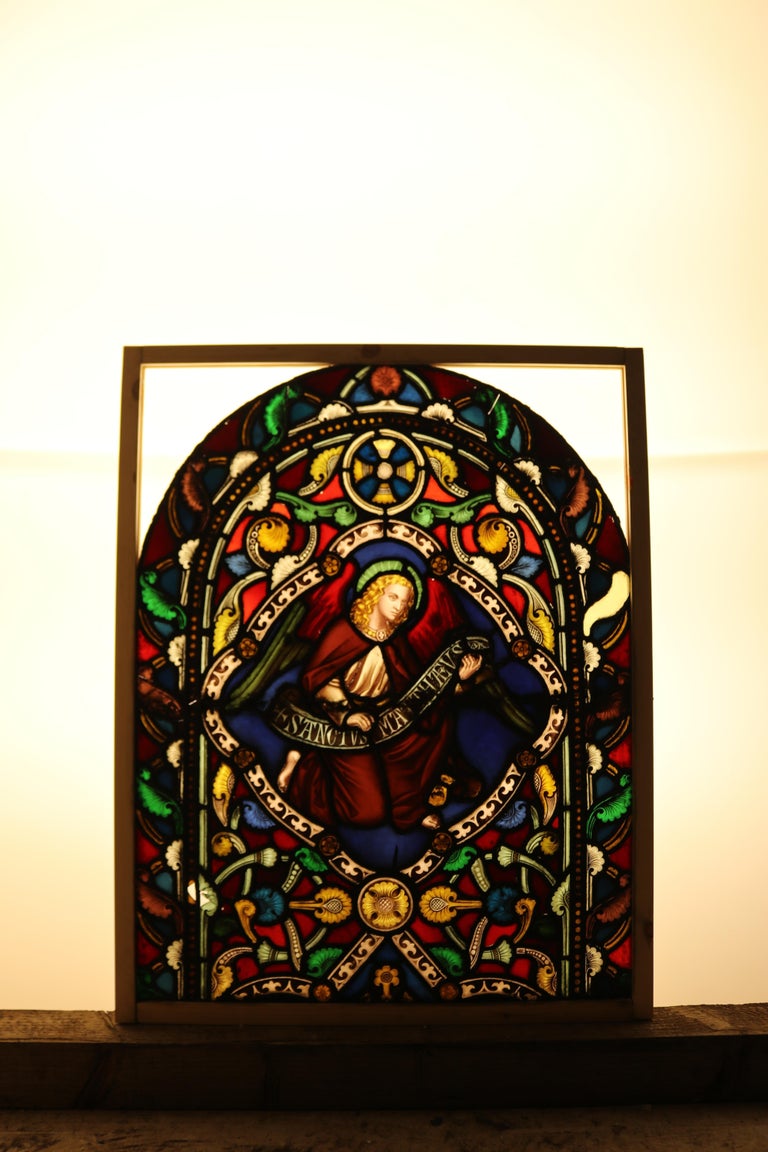 Antique Reclaimed Stained Glass Window Panel For Sale at 1stDibs