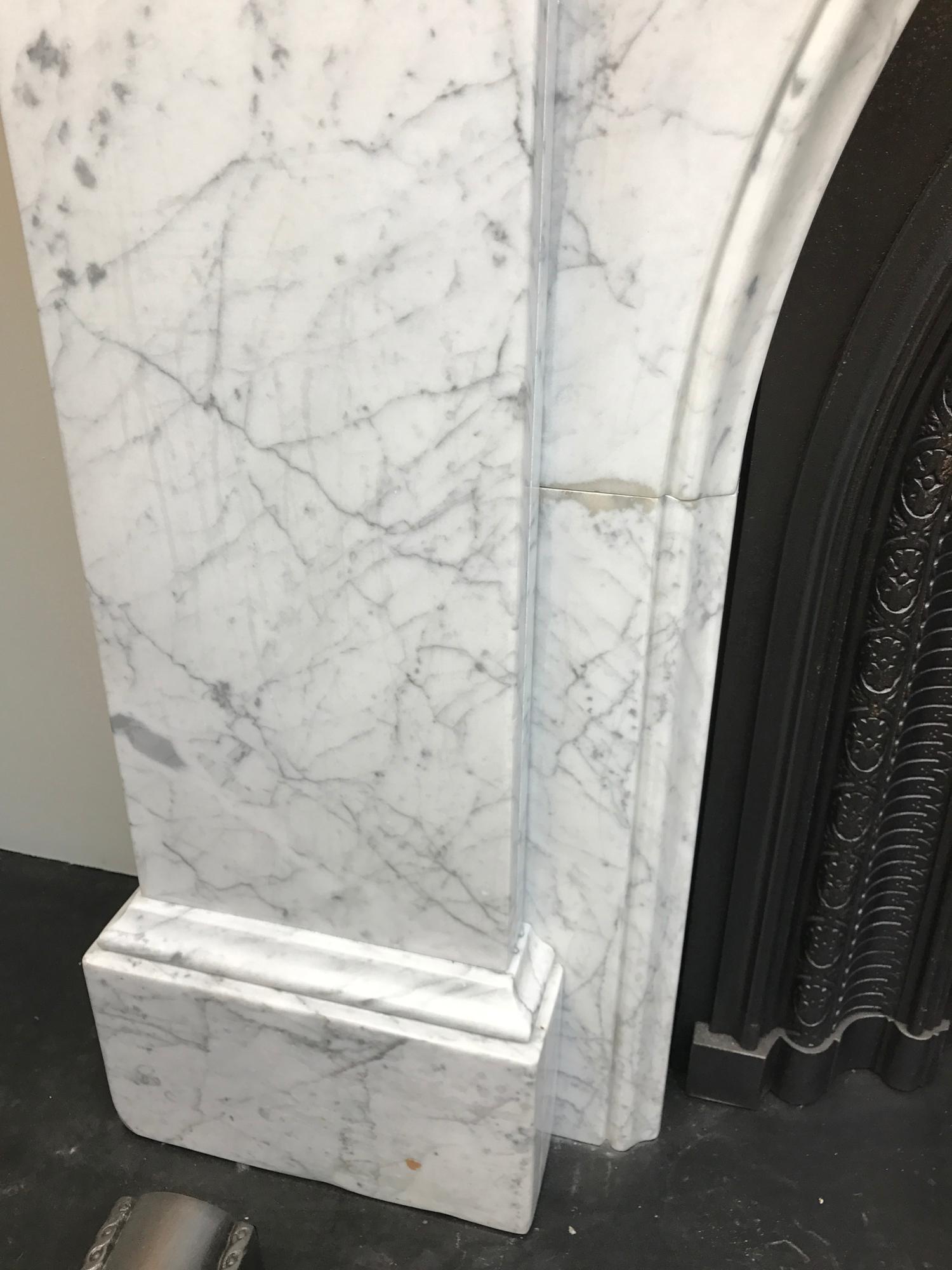 Carrara Marble Antique reclaimed Victorian Carrara marble fire surround with arched aperture