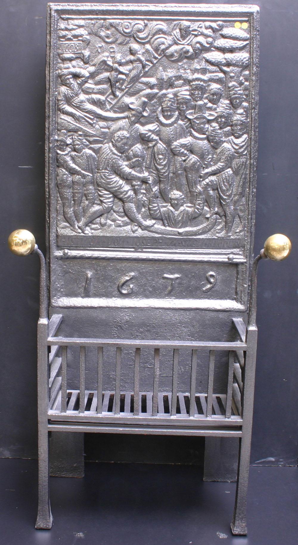 19th Century Antique Reclaimed Victorian Cast Iron Dog Grate For Sale