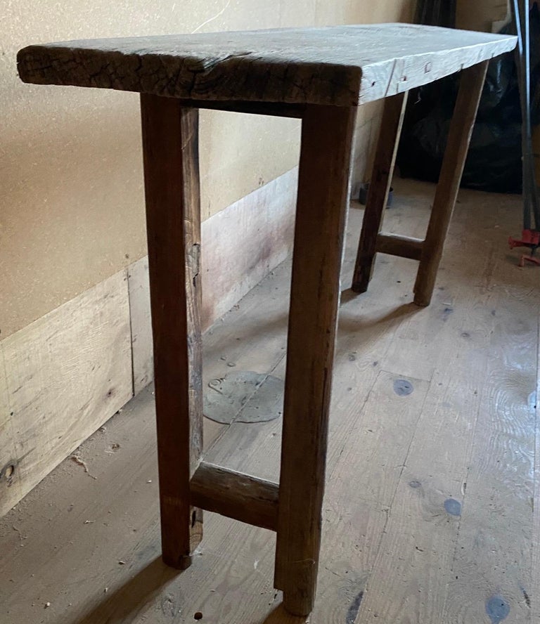 Antique Reclaimed Wood Console Table For Sale at 1stDibs