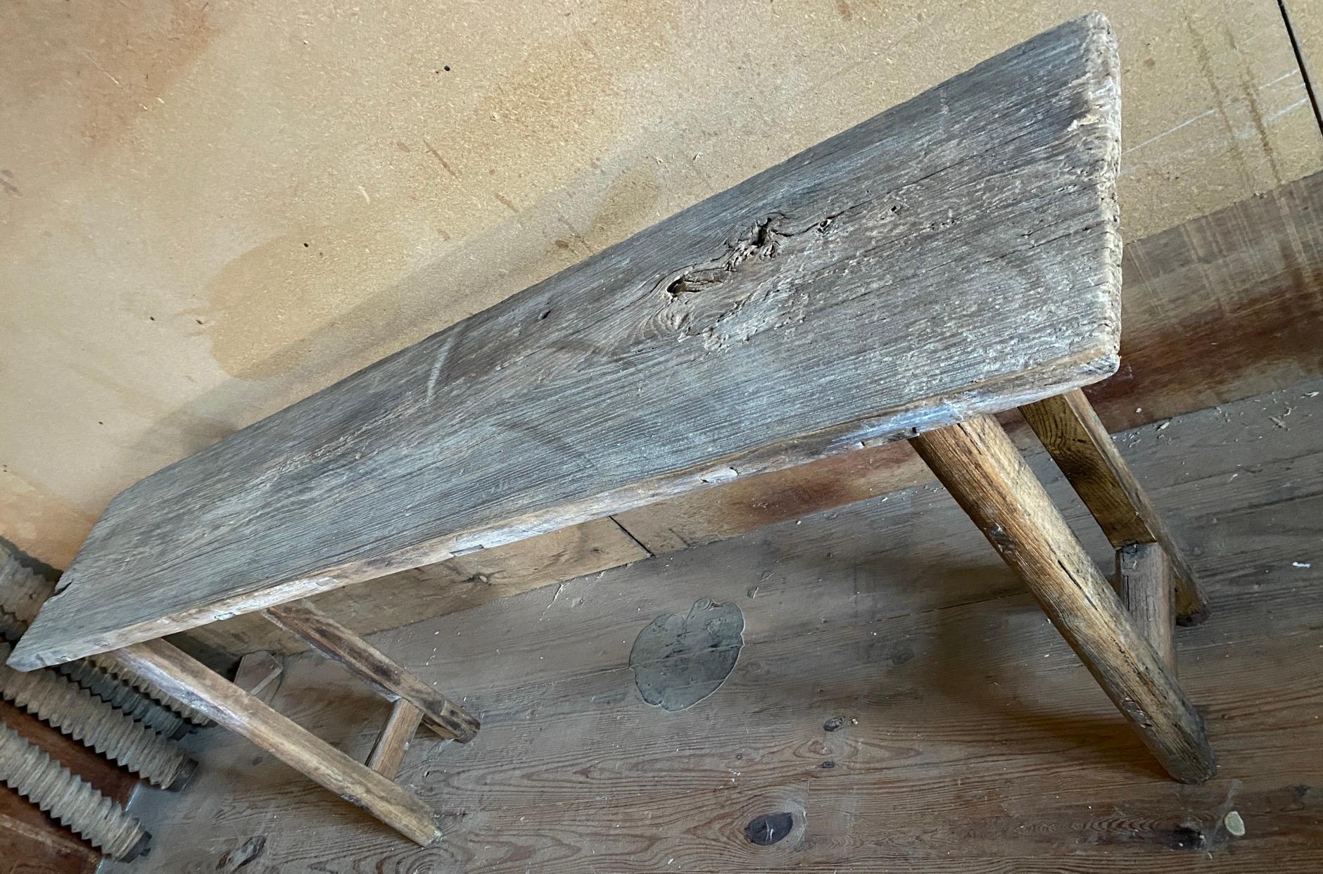 Antique Reclaimed Wood Console Table In Good Condition For Sale In Sheffield, MA