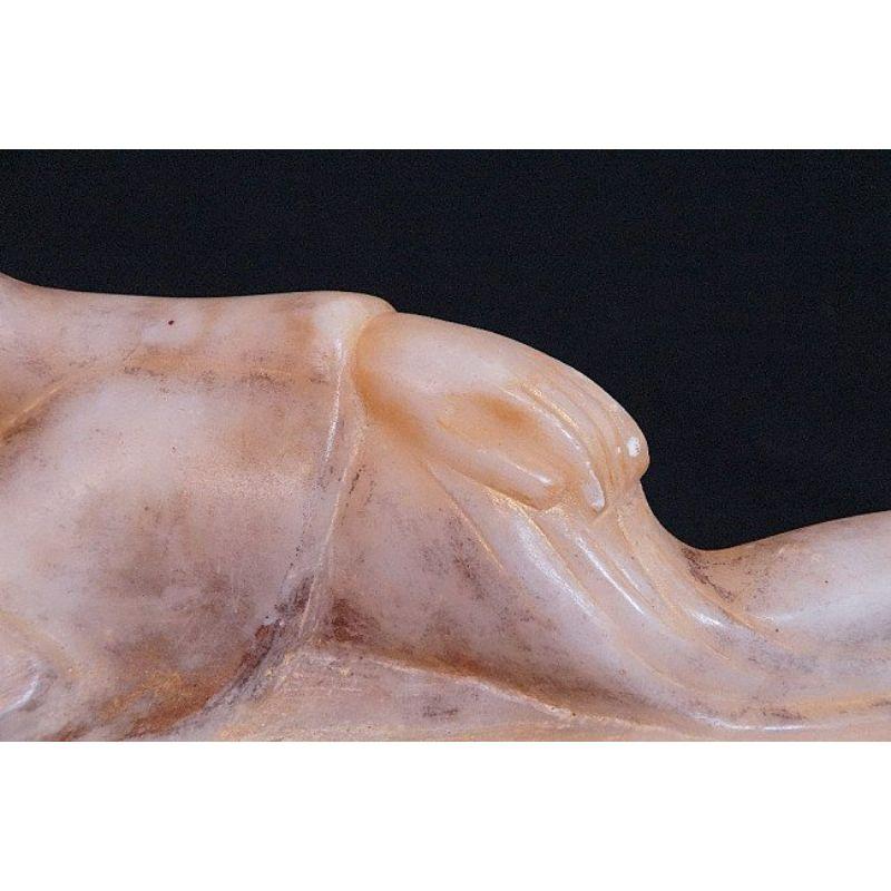 Marble Antique Reclining Mandalay Buddha from Burma For Sale