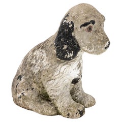 Antique Reconsitituted Stone Puppy or Dog Garden Ornament, Mid 20th C.