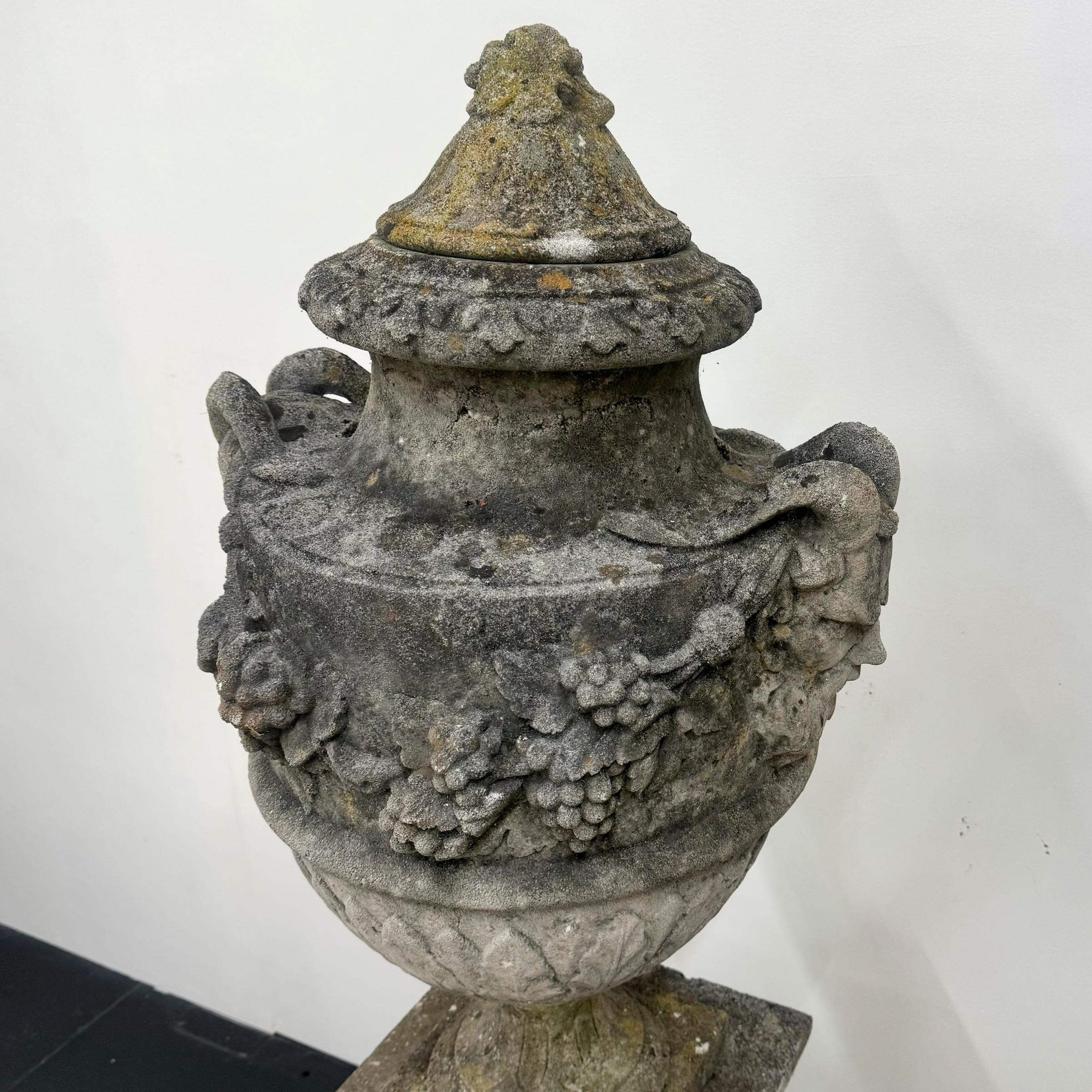 Antique Reconstituted Stone Bacchus Urn 8