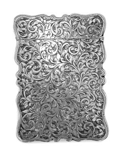 Antique Rectangle Cigarette Box All Hand Engraved, Sterling Silver, England