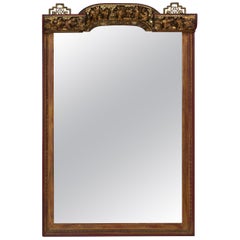 Antique Rectangular Asian Giltwood Frame Mirror