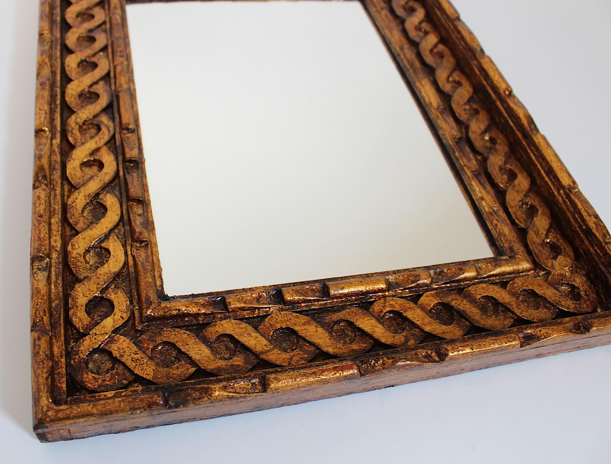 Antiguo Espejo de Pared Rectangular Tallado Madera Dorada circa 1780 Austria en venta 4