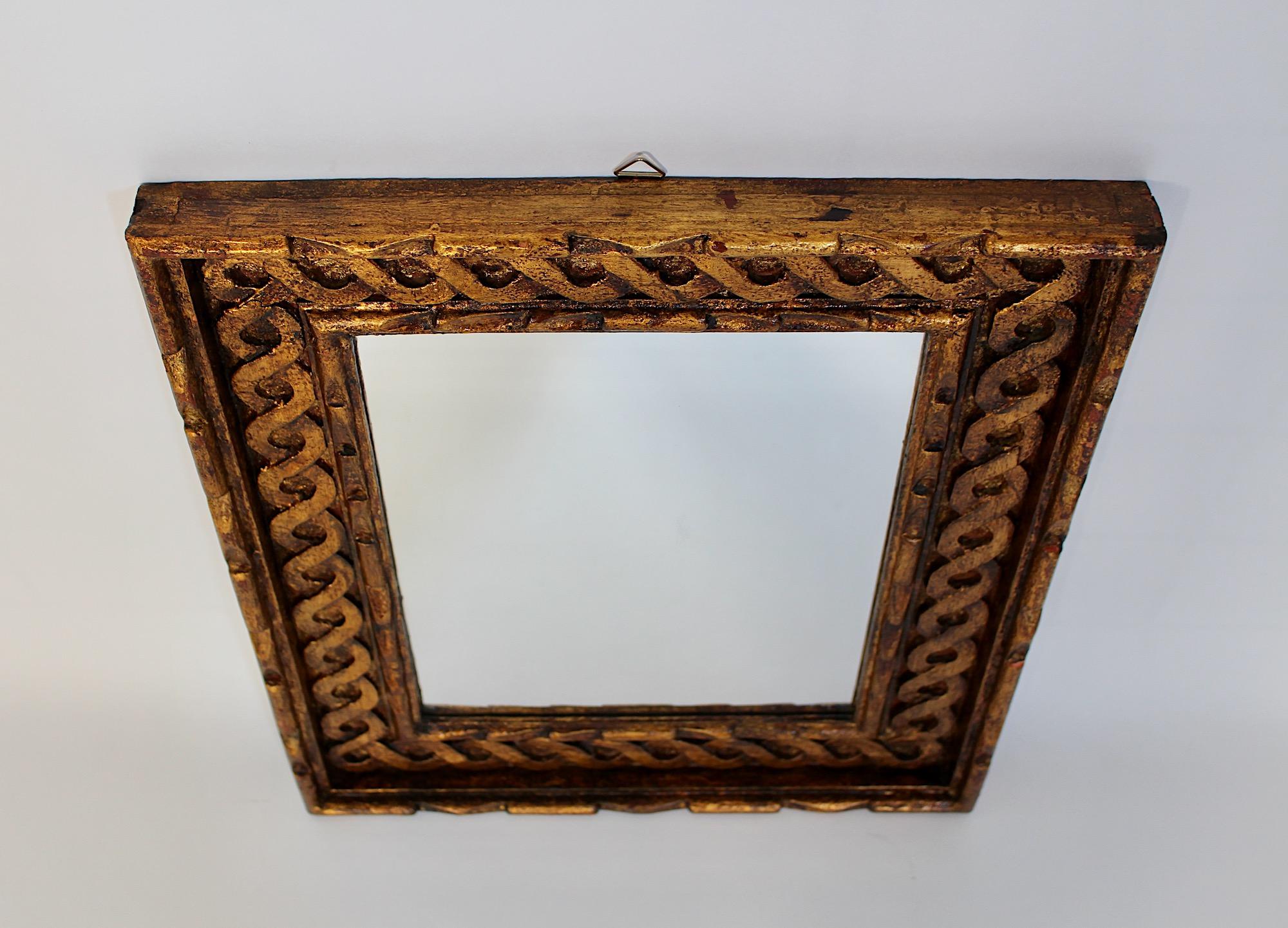 Antiguo Espejo de Pared Rectangular Tallado Madera Dorada circa 1780 Austria Austríaco en venta