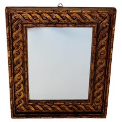 Antique Rectangular Carved Wall Mirror Golden Wood circa 1780 Austria