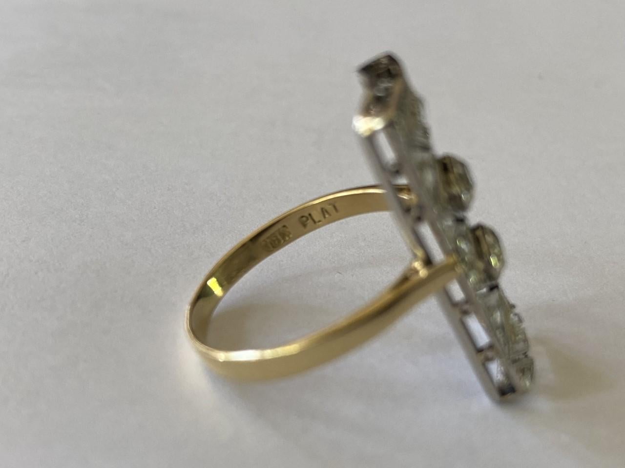 Taglio vecchia miniera Anello da cena antico rettangolare con diamante in vendita