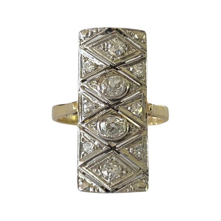 Antiguo Anillo de Cena Rectangular de Diamantes