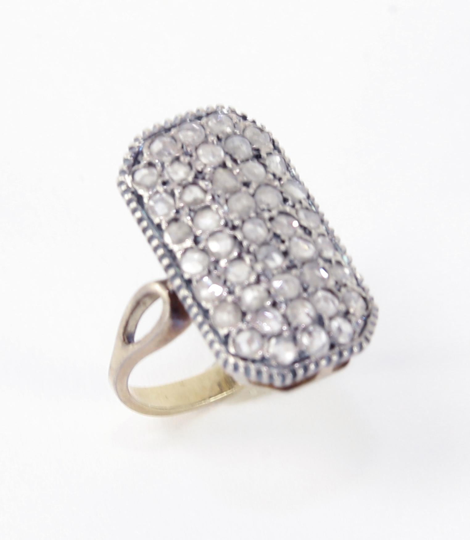 Rose Cut Antique Diamond Silver Gold Heirloom Ring