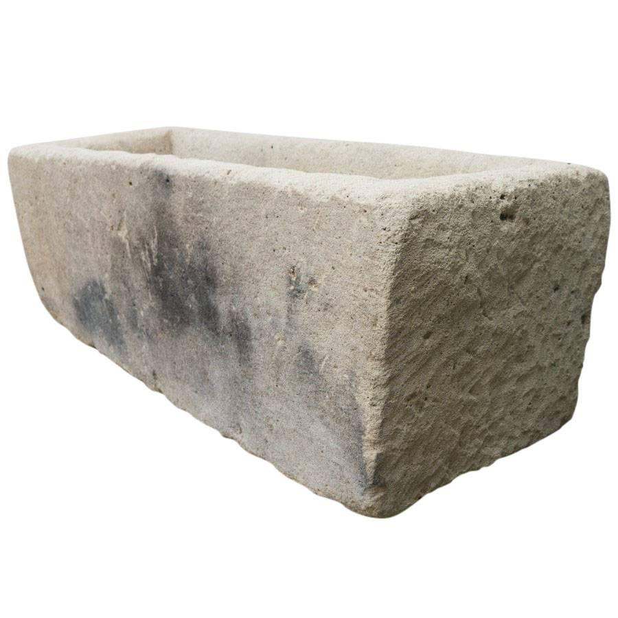 Antique Rectangular Limestone Trough In Good Condition For Sale In Culver City, CA