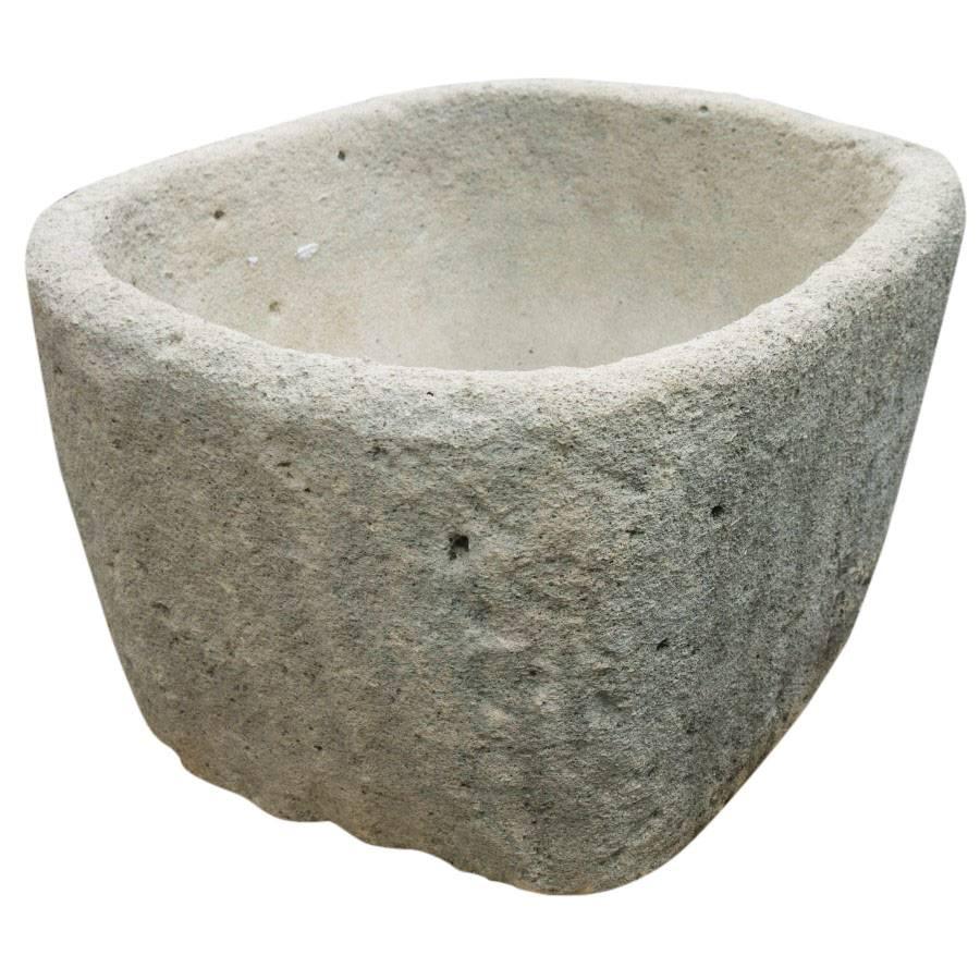 Antique Rectangular Limestone Water Vessel In Good Condition For Sale In Culver City, CA