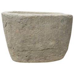 Antique Rectangular Limestone Water Vessel