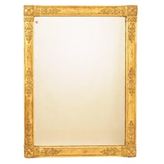 Antique Rectangular Mirror, Elegant Mirrors, Gold Leaf Frame, XIX Century