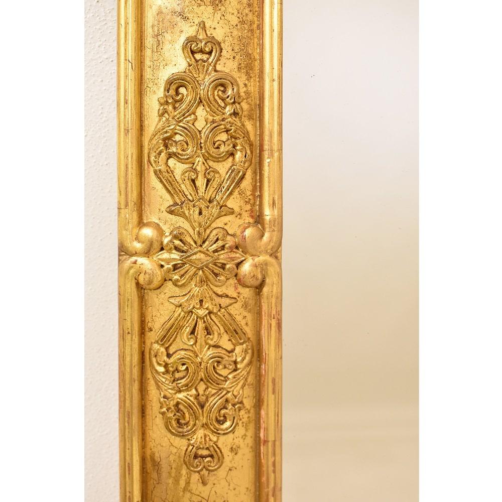 Antique Rectangular Mirror, Elegant Mirrors, Gold Leaf Frame, XIX Century In Good Condition In Breganze, VI