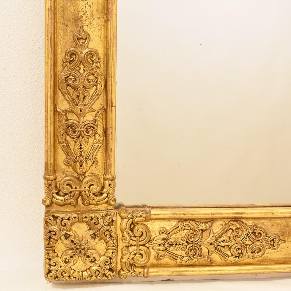 Mercury Glass Antique Rectangular Mirror, Elegant Mirrors, Gold Leaf Frame, XIX Century