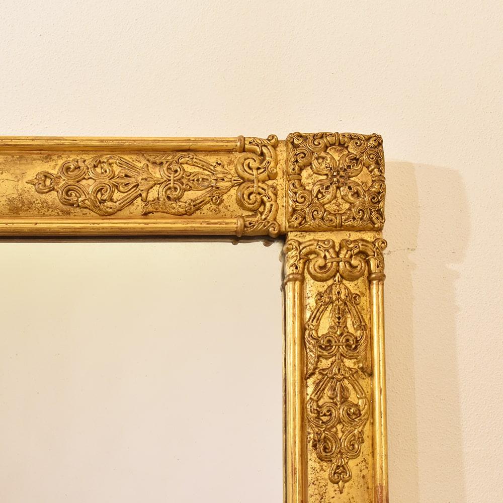 Antique Rectangular Mirror, Elegant Mirrors, Gold Leaf Frame, XIX Century 1