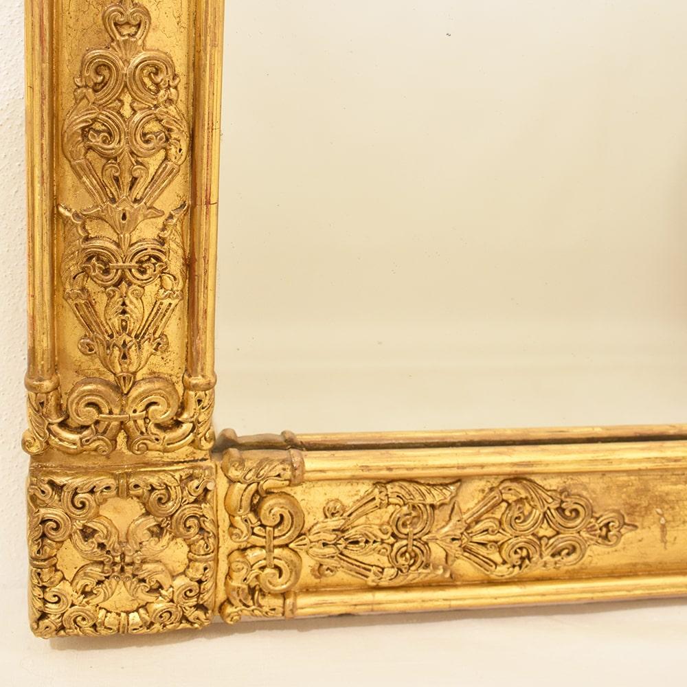 Antique Rectangular Mirror, Elegant Mirrors, Gold Leaf Frame, XIX Century 2