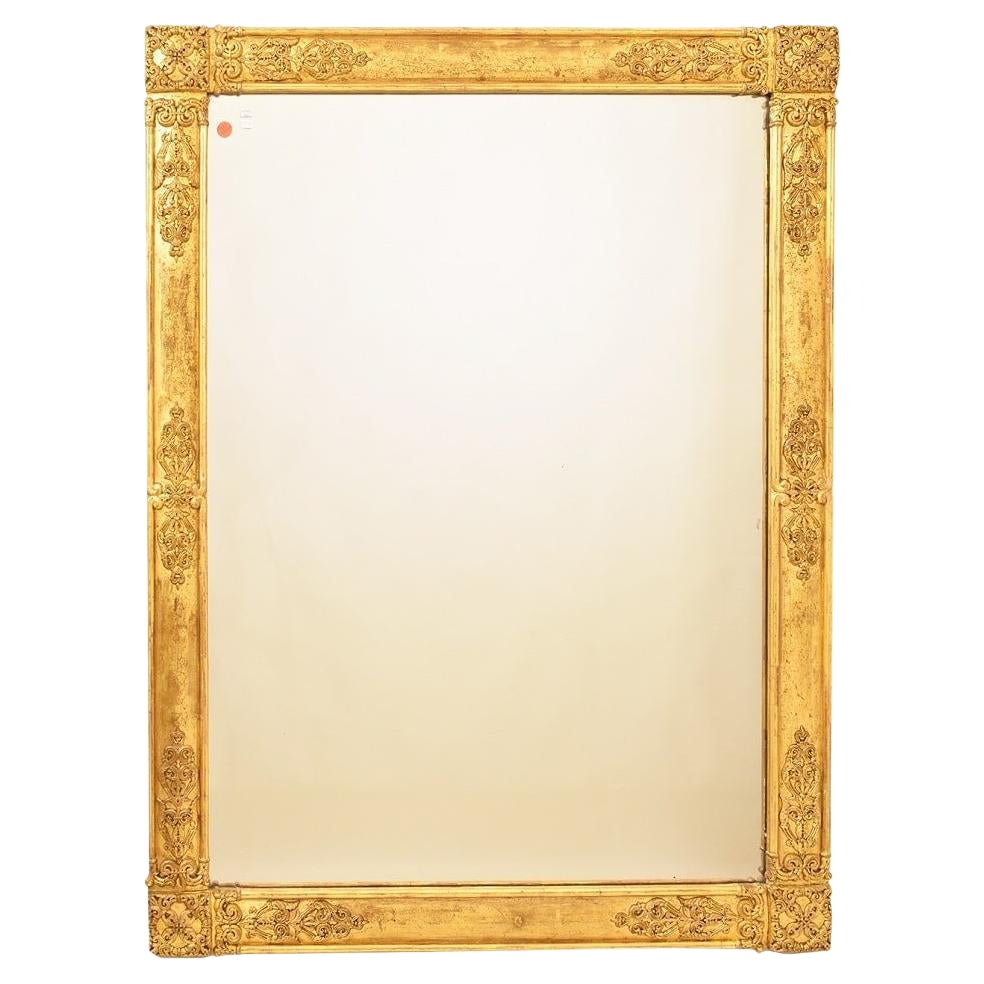 Antique Rectangular Mirror, Elegant Mirrors, Gold Leaf Frame, XIX Century