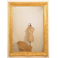 Antique Rectangular Mirror, Original Gold Leaf Frame, XIX Century
