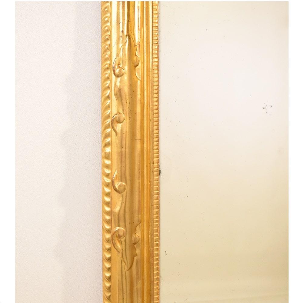 Gilt Antique Rectangular Mirror, Original Gold Leaf Frame, XIX Century