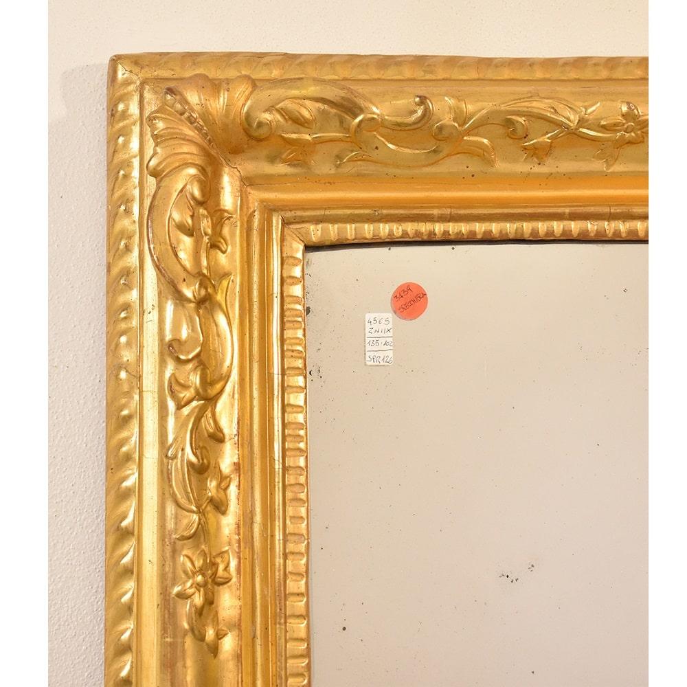 Antique Rectangular Mirror, Original Gold Leaf Frame, XIX Century 1