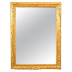 Antique Rectangular Mirror, Original Gold Leaf Frame, XIX Century