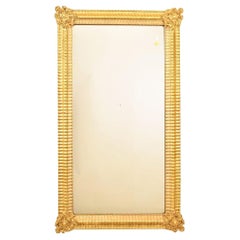 Antique Rectangular Mirror With Putti, Old Mercury Mirror, Gold Leaf Frame