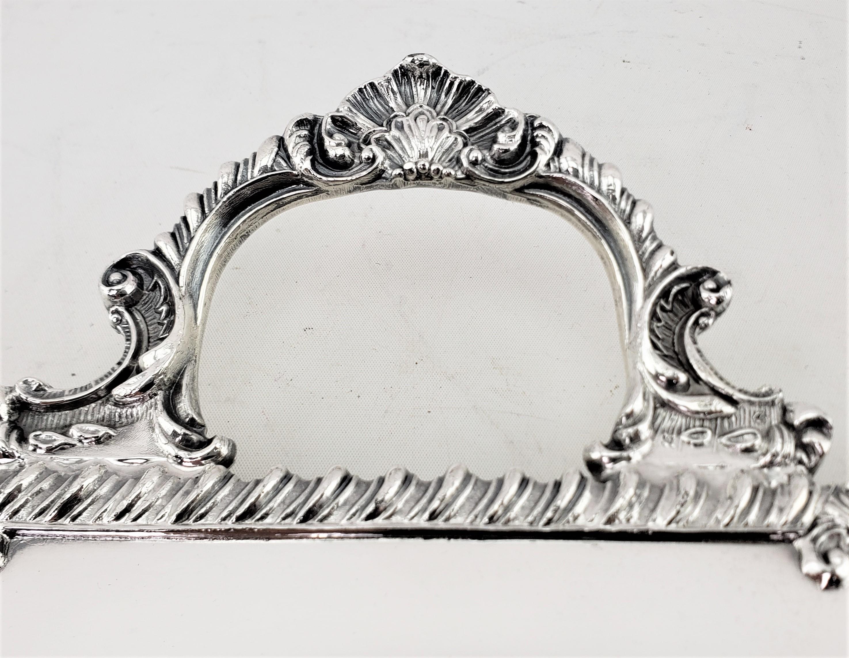 Antique Rectangular Silver Plated Serving Tray with Stylized Rope Decoration For Sale 5