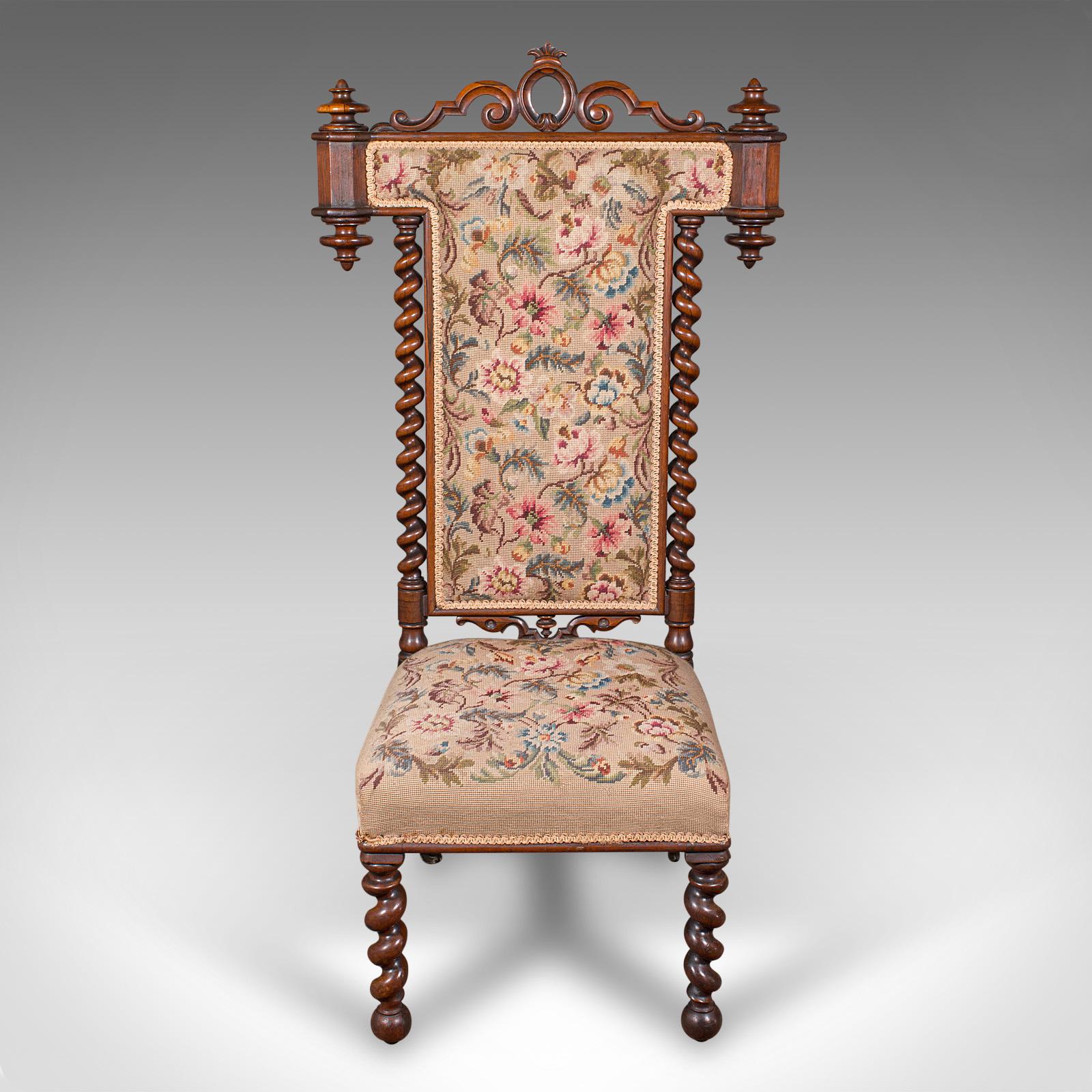 
This is an antique rector's prie-dieu chair. An English, rosewood ecclesiastical prayer seat, dating to the Regency period, circa 1820.

Fascinating display chair, with delightful quality and aesthetic appeal
Displaying a desirable aged patina and