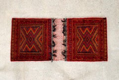 Antique Red Afghan Baluchistan Wool Tribal Saddlebag Rug