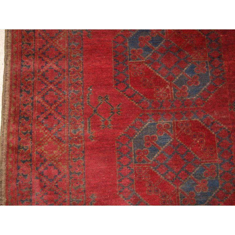 Antique Red Afghan Carpet with Traditional Ersari Design In Good Condition For Sale In Moreton-In-Marsh, GB
