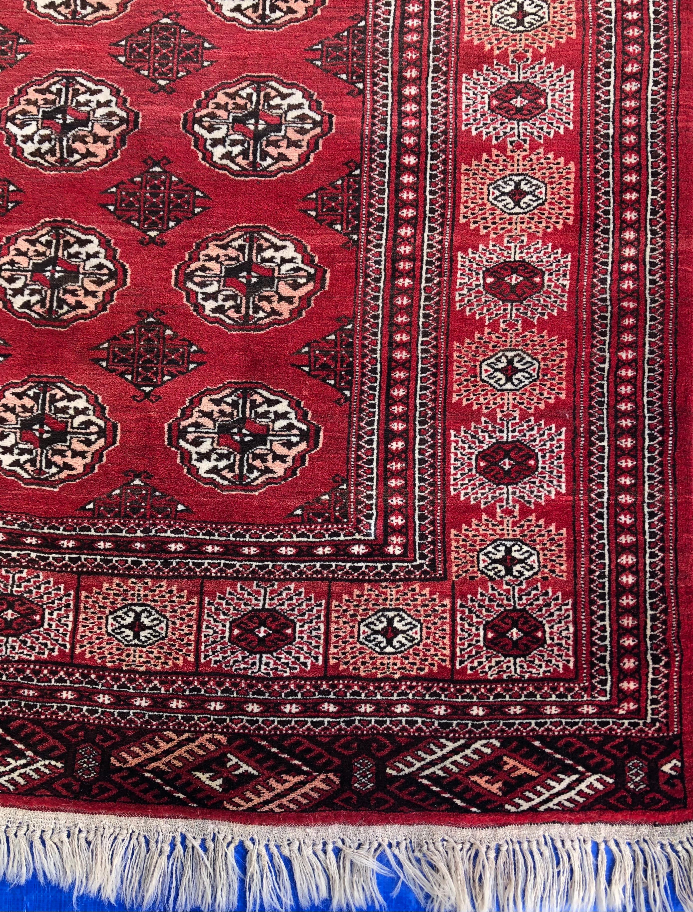Turkmen Antique Red Afghan Ersari Hand Knotted Turkoman Rug, circa 1920 For Sale