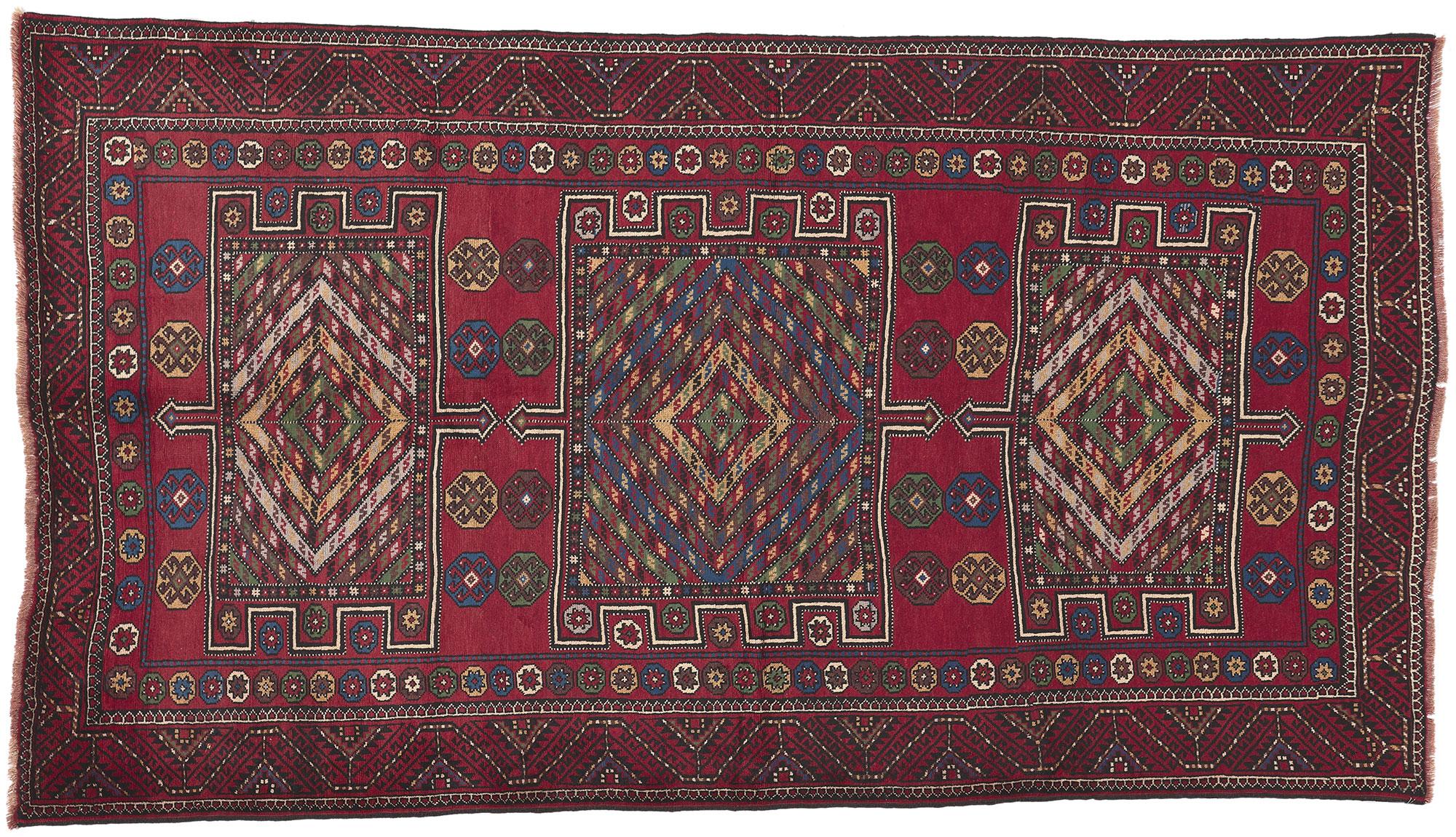Alfombra afgana nómada baluch roja antigua, 05'03 x 09'04 en venta 2