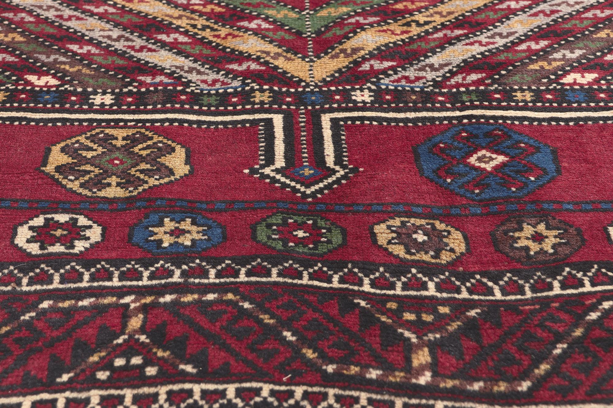 Alfombra afgana nómada baluch roja antigua, 05'03 x 09'04 Anudado a mano en venta