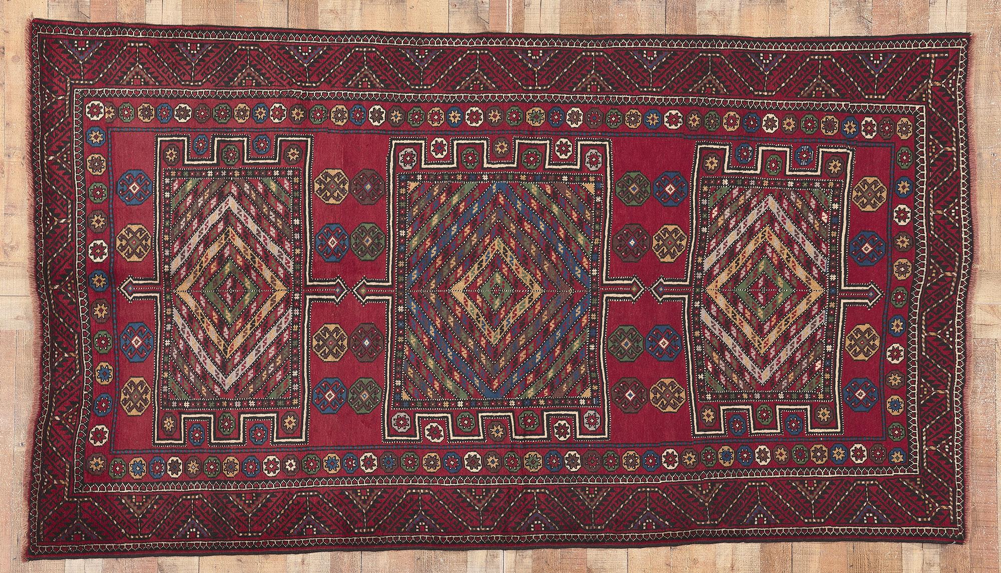 Alfombra afgana nómada baluch roja antigua, 05'03 x 09'04 en venta 1