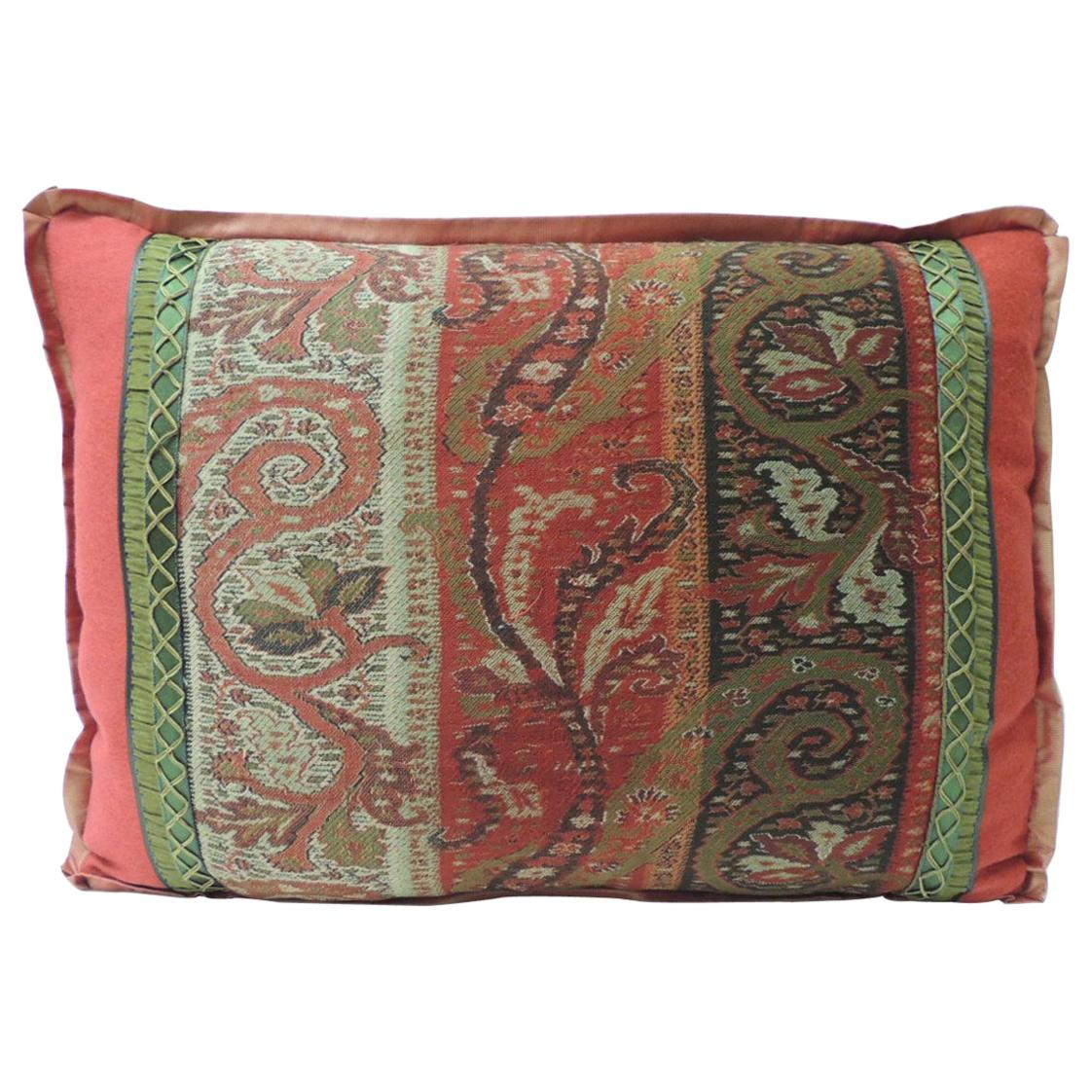 Red and Gold French Antique Aubusson Tapestry Decorative Pillow at 1stDibs