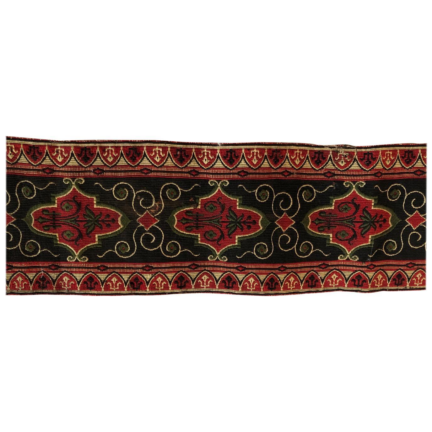 Antique Red and Black Woven Tapestry Style Trim