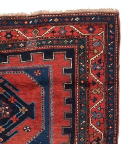Antique Red and Blue Caucasian Tribal Kazak Rug, circa 1930s